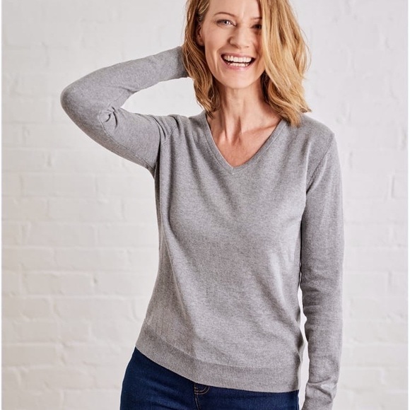 Banana Republic Merino Wool Grey V-Neck Sweater